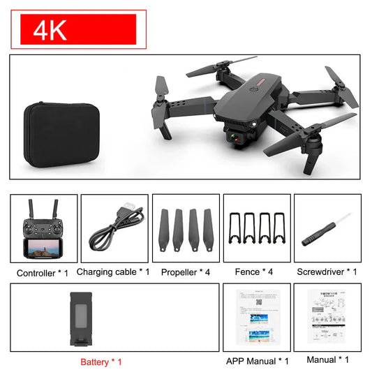 E88 Pro Foldable Quadcopter Drone with 4K camera and Wi-Fi FPV