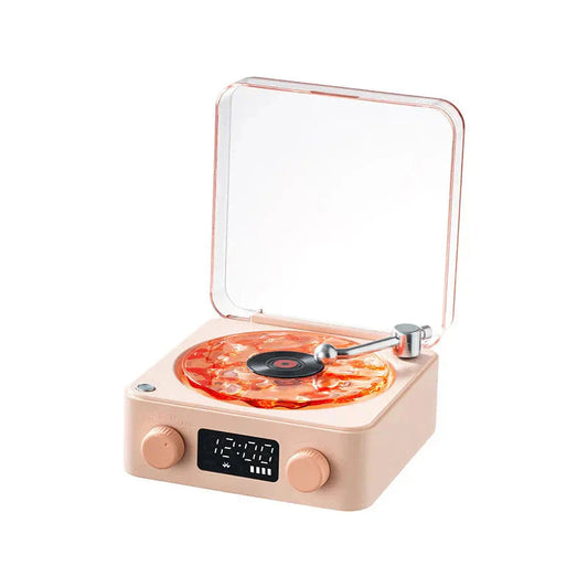 Mini Retro White Noise Bluetooth Speaker in pink with RGB ambient lighting