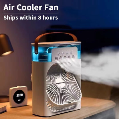 Portable Fan Air Conditioners USB Electric Fan Air Cooler LED Night Light Water Mist Fun 3 in 1 Air Humidifier for Home